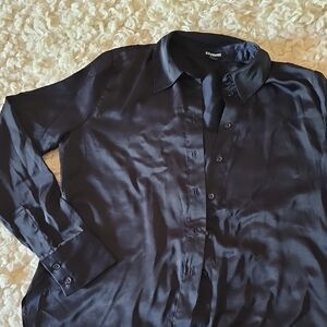 Navy Blue Casual Blouse with Relaxed Fit